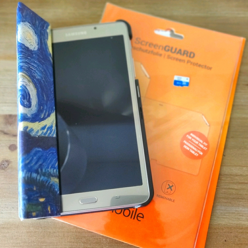 Samsung Galaxy Tab A tablet with accessories
